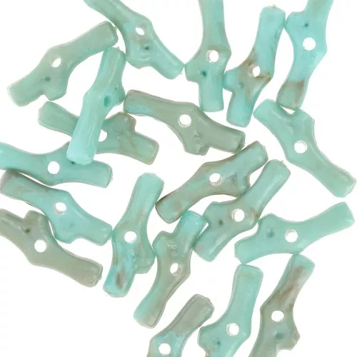 Perle in resina di corallo 12x5 mm - Turchese marmorizzato x10