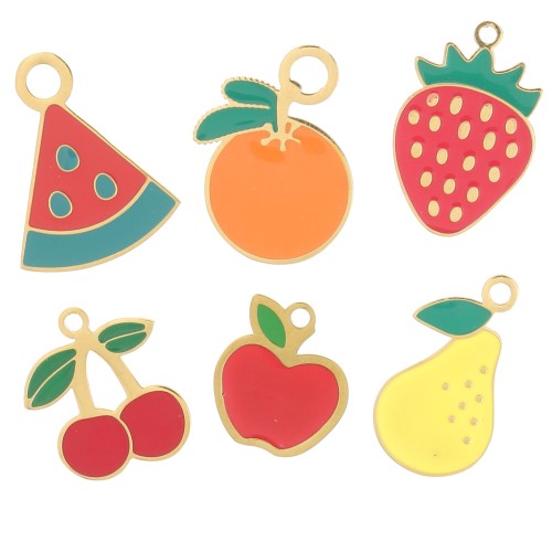 Mix di Ciondoli epossidici - Frutti - Exclusivo P&C - Acciaio inox 304L Dorato x6