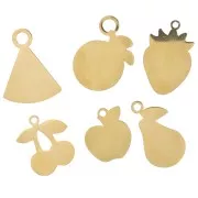 Mix di Ciondoli epossidici - Frutti - Exclusivo P&C - Acciaio inox 304L Dorato x6