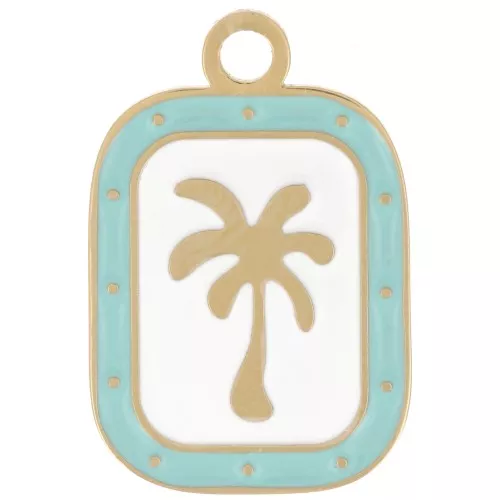 Ciondolo a forma di palma 20x13 mm - Acciaio inossidabile 304L Dorato - Bianco - Azzurro x1