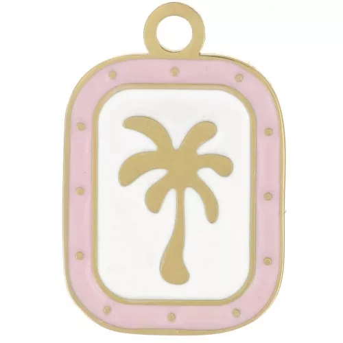 Ciondolo a forma di palma 20x13 mm - Acciaio inossidabile 304L Dorato - Bianco - Rosa chiaro