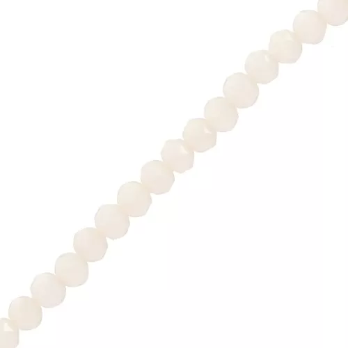 Perle sfaccettate rotonde - Rotonde appiattite 4x3,5 mm - Avorio opaco x41cm