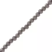 Perles rondelles facettées - rondes aplaties 4x3.5 mm - Opaque Gris foncé x48cm
