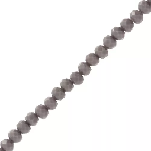 Perle sfaccettate rotonde - rotonde appiattite 4x3,5 mm - Grigio scuro opaco x48cm