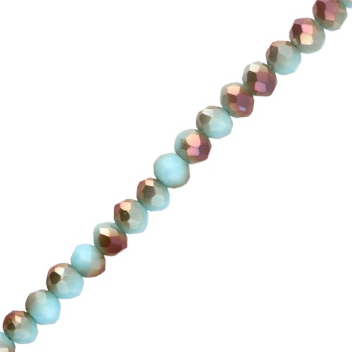 Perla a disco sfaccettato, rotonda e appiattita, 4,5x3,5 mm - Aqua opal - Golden x38 cm