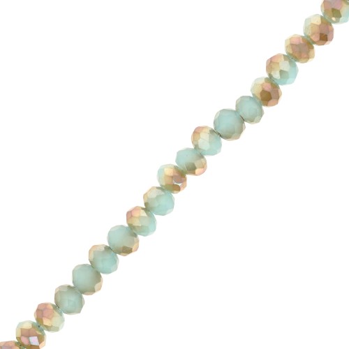 Perle sfaccettate rotonde - Rotonde appiattite 4x3,5 mm - Aqua opal - Golden x38cm