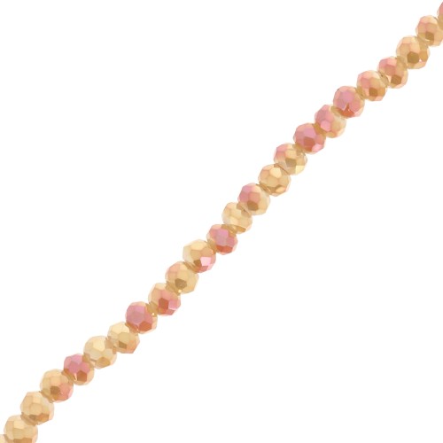 Perle sfaccettate rotonde - Tondo appiattito 3,5x3 mm - Beige Golden AB x30cm