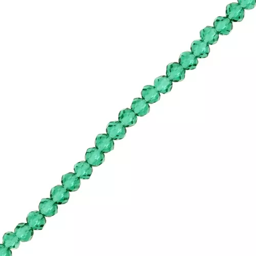 Perla rotonda sfaccettata - tonda appiattita 3,5x3 mm - Smeraldo x32cm