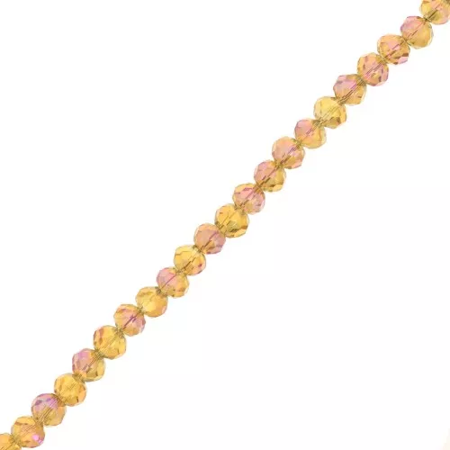 Perle sfaccettate rotonde - Tondo appiattito 3,5x3 mm - Verde oliva AB x32cm