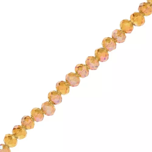 Perle sfaccettate rotonde - Rotonde appiattite 4x3,5 mm - Verde oliva AB x41cm