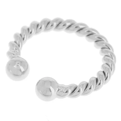 Orecchino 13 mm con palline a effetto ritorto - Placcatura argento fine x1
