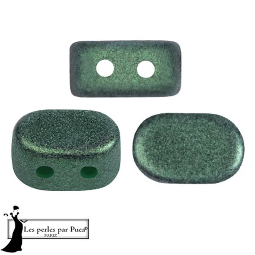 Perle di vetro Lipsi® di Puca® 4x6 mm - Verde Foresta Metallizzato Mat x10g