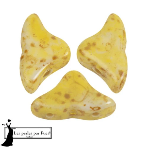 Perle di vetro Helios® di Puca® 6x10mm - Bianco Stony Beige Giallo x10g