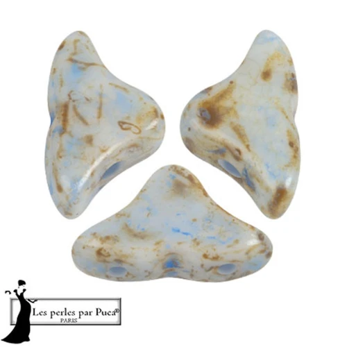 Perle di vetro Helios® di Puca® 6x10mm - White Stony Blue x10g