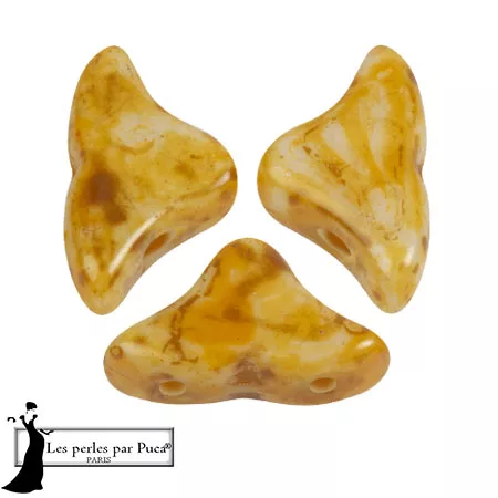 Perle di vetro Helios® di Puca® 6x10mm - Bianco Arancione x10g