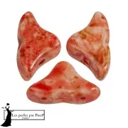 Perle di vetro Helios® di Puca® 6x10mm - Bianco rosso pietroso x10g
