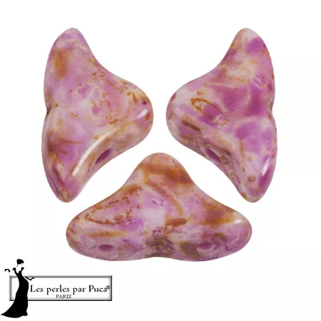 Perle di vetro Helios® di Puca® 6x10mm - White Stony Violet x10g