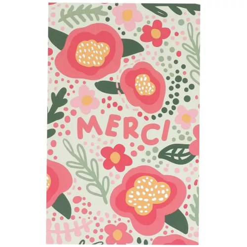 Biglietti gioiello con fiori - Biglietti di ringraziamento - Verde - Rosso - Rosa x10