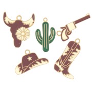 Mix di Ciondoli epossidici occidentali - Exclu Perla - Acciaio inossidabile 304L Dorato x5|raw }}