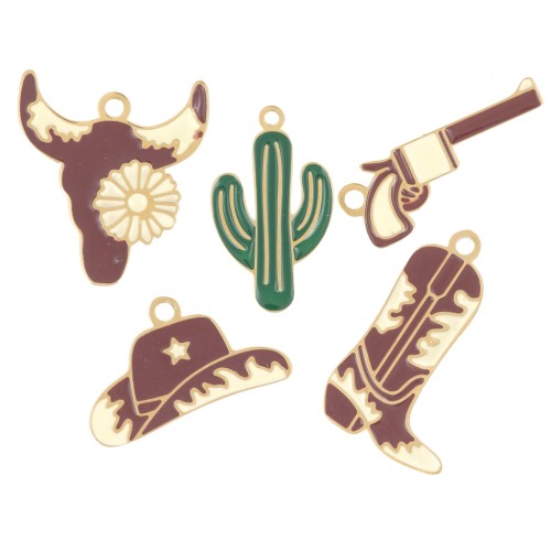 Mix di Ciondoli epossidici occidentali - Exclu Perla - Acciaio inossidabile 304L Dorato x5