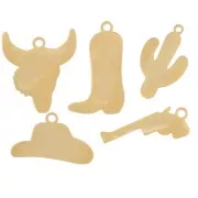 Mix di Ciondoli epossidici occidentali - Exclu Perla - Acciaio inossidabile 304L Dorato x5