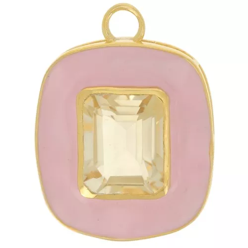 Pendente pietra semipreziosa & resina di 23x18 mm - Dorato con oro fino