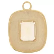 Pendente pietra semipreziosa & resina di 23x18 mm - Dorato con oro fino