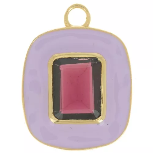 Pendente pietra semipreziosa & resina 23x18 mm - Dorato con oro fino