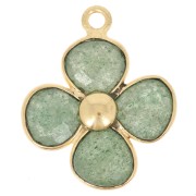 Pendente a forma di fiore in pietra semipreziosa da 16 mm - Dorato con oro fino - Avventurina x1|raw }}