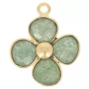 Avventurina - Pendentif fleur 16 mm en pierre gemme - Doré à l'or fin - Aventurine x1 Pendentif fleur 16 mm en pierre gemme - Doré à l'or fin - Aventurine x1