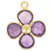 Ametista - Pendentif fleur 16 mm en pierre gemme - Doré à l'or fin - Amethyste x1 Pendentif fleur 16 mm en pierre gemme - Doré à l'or fin - Amethyste x1
