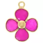 Calcedonio rosa - Dorato con oro fino da 16 mm - Fiore in pietra semipreziosa - Calcedonio rosa x1 Dorato con oro fino da 16 mm - Fiore in pietra semipreziosa - Calcedonio rosa x1