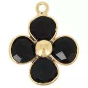 Onice - Pendente a fiore in pietra semipreziosa da 16 mm - Dorato con oro fino - Onice nera x1 Pendente a fiore in pietra semipreziosa da 16 mm - Dorato con oro fino - Onice nera x1