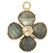 Pendente a fiore in pietra semipreziosa da 16 mm - Dorato con oro fino - Labradorite x1|raw }}