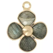 Labradorite - Pendentif fleur 16 mm en pierre gemme - Doré à l'or fin - Labradorite x1 Pendentif fleur 16 mm en pierre gemme - Doré à l'or fin - Labradorite x1