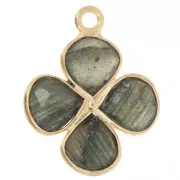 Pendente a fiore in pietra semipreziosa da 16 mm - Dorato con oro fino - Labradorite x1