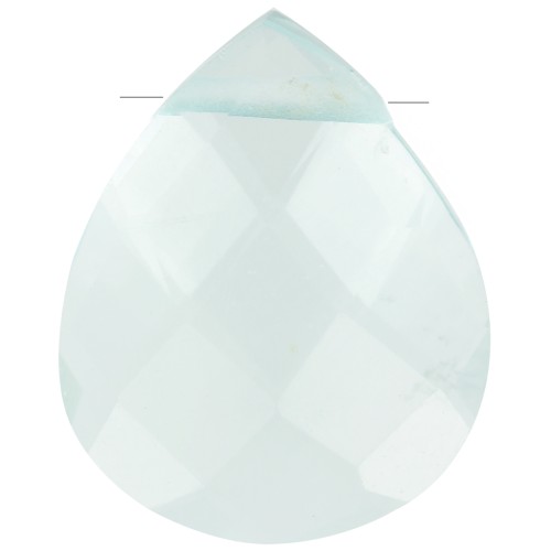Perla sfaccettata - gemma piatta briolette 12x10 mm - Hydro Aqua x1