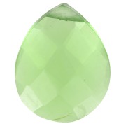 Perla sfaccettata - Briolette piatta 12x10 mm che imita la gemma tormalina verde idro.