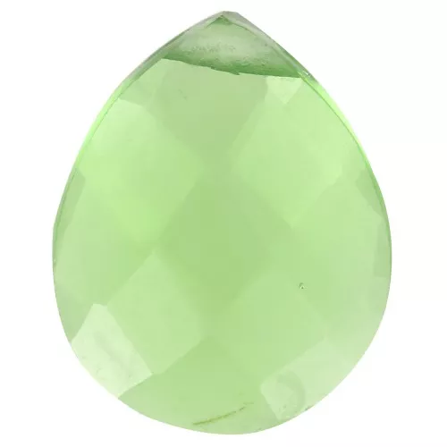 Perla sfaccettata - Briolette piatta 12x10 mm che imita la gemma tormalina verde idro.