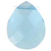 Perla sfaccettata - briolette piatta 12x10 mm imitazione gemma Hydro Blue Topaz|raw }}