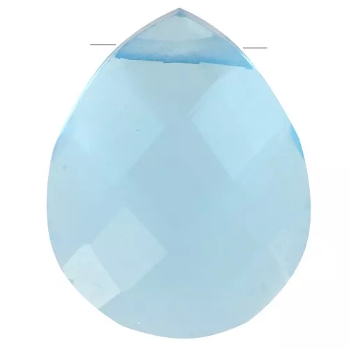 Perla sfaccettata - briolette piatta 12x10 mm imitazione gemma Hydro Blue Topaz