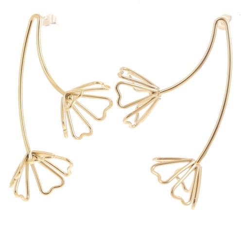 Orecchini a fiore 3D 60x49 mm - Acciaio inossidabile 304L Dorato x2