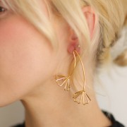 Orecchini a fiore 3D 60x49 mm - Acciaio inossidabile 304L Dorato x2