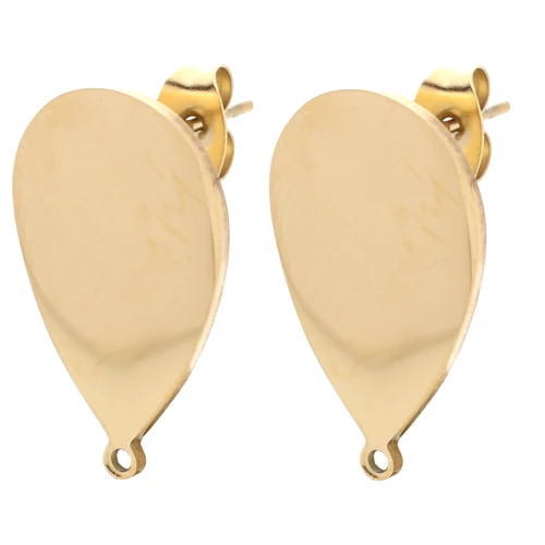 Orecchini a goccia 22x14 mm - Acciaio inossidabile 304 Dorato x2