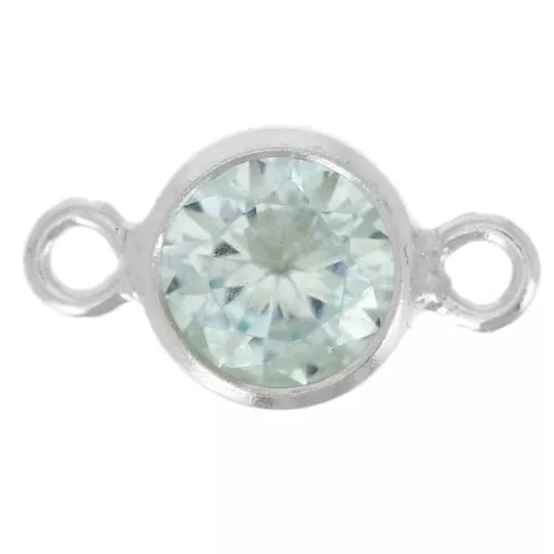 Distanziatore con zircone rotondo da 4,5 mm - Acquamarina - Argento 925 x1
