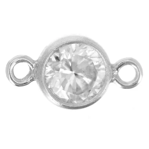 Distanziatori rotondi 4,5 mm con ossido di zirconio - Cristallo - Argento 925 x10