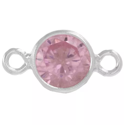 Distanziatore con zircone rotondo da 4,5 mm - Rosa - Argento 925 x1