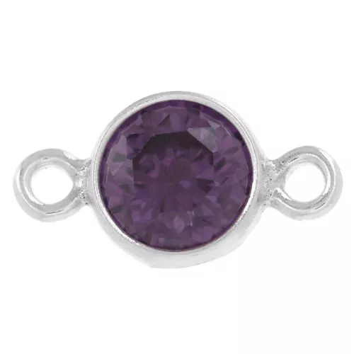 Distanziatore con zircone rotondo da 4,5 mm - Ametista - Argento 925 x1