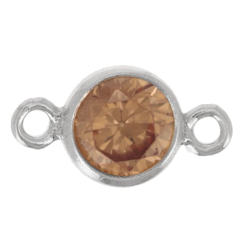 Distanziatore rotondo da 4,5 mm in ossido di zirconio - Champagne - Argento 925 x1