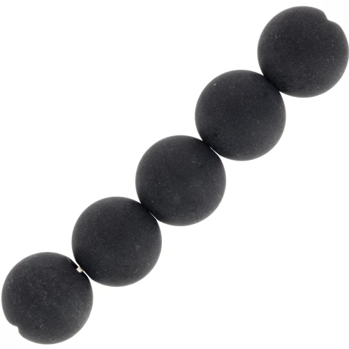Perle rotonde in pietra semipreziosa da 10 mm - Onice smerigliato nero x5